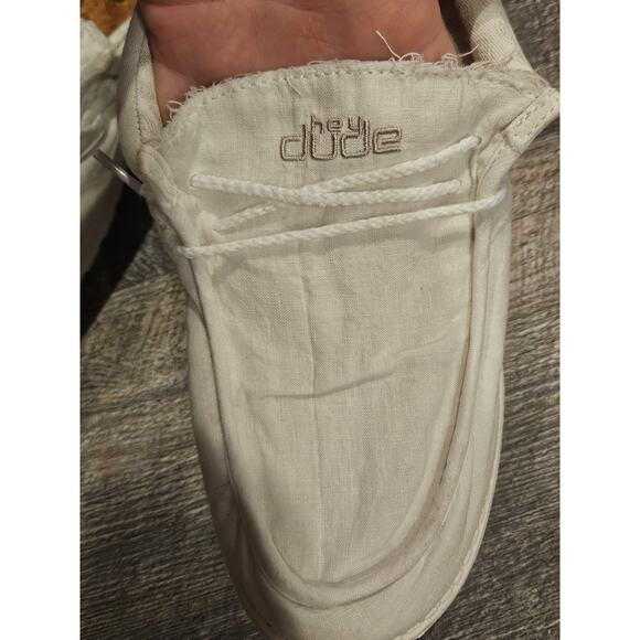 Hey dudes wally mens 13 linen white loafer casual slip on preppy coastal dad - Picture 2 of 8